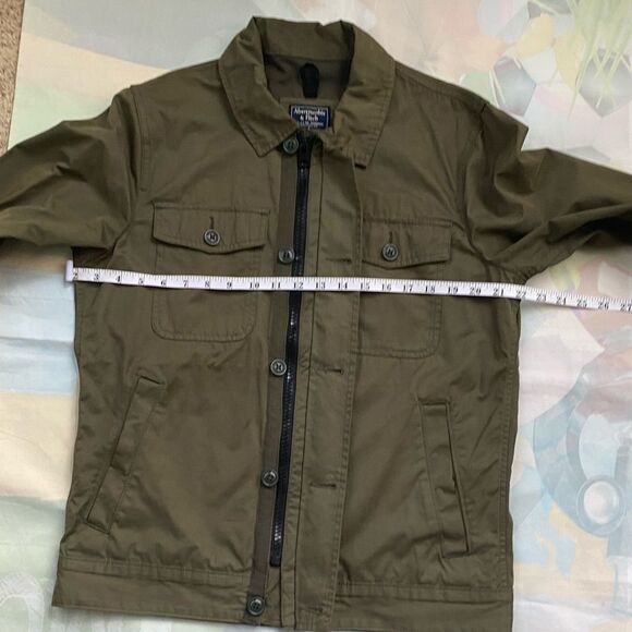 Abercrombie & Fitch overshirt jacket in olive army green size small full zip - Picture 5 of 12